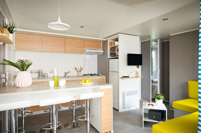 cuisine d'un mobil home en Gironde